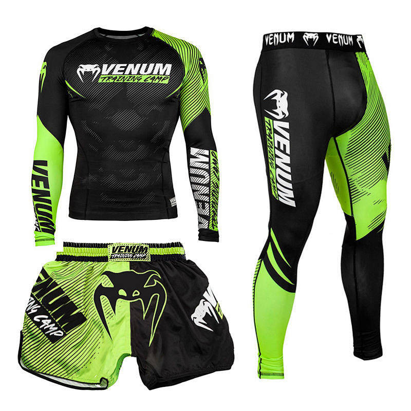 [New] Clothes for Sanda Long-Sleeved Tights Free Fight Quick-Drying Workout Training Clothes Suit 04