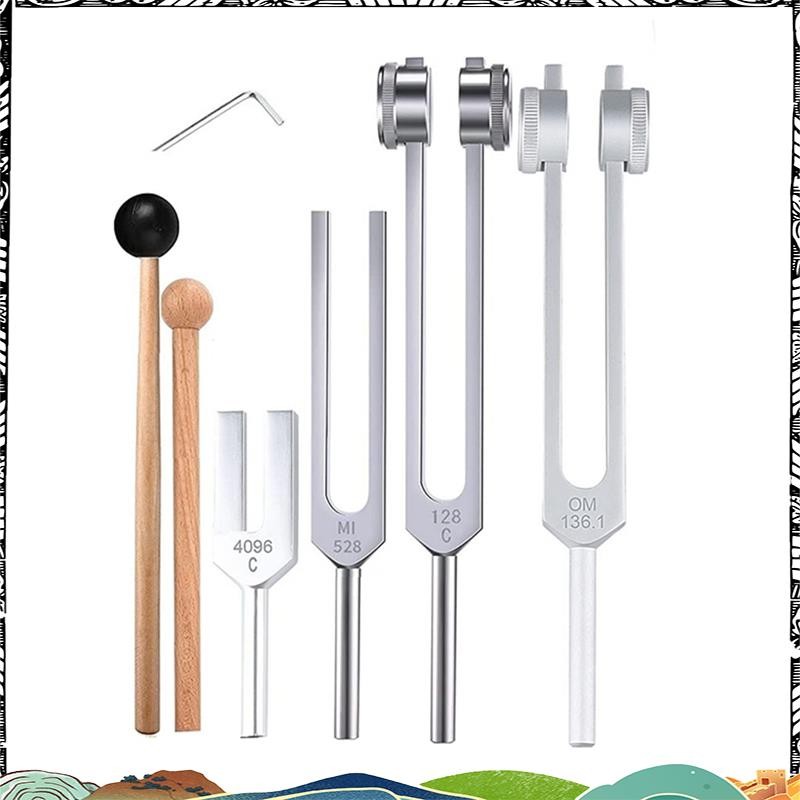 ชุดส้อมปรับ Super 4 ชิ้น (128Hz, 136.1Hz, MI 528Hz, 4096Hz),สําหรับ Healing Chakra,Sound Therapy,Rel