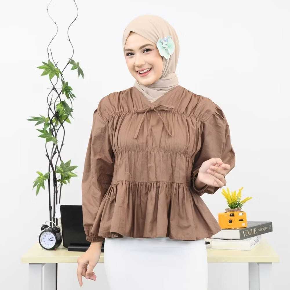 KATUN เสื้อเบลาส์ผ้าฝ้ายแฟชั่นสําหรับผู้หญิง MIREYA BLOUSE KERUT ราคา ถูกที่สุด ดีลบีเคเค แกลเลอรีภาพที่ 3
