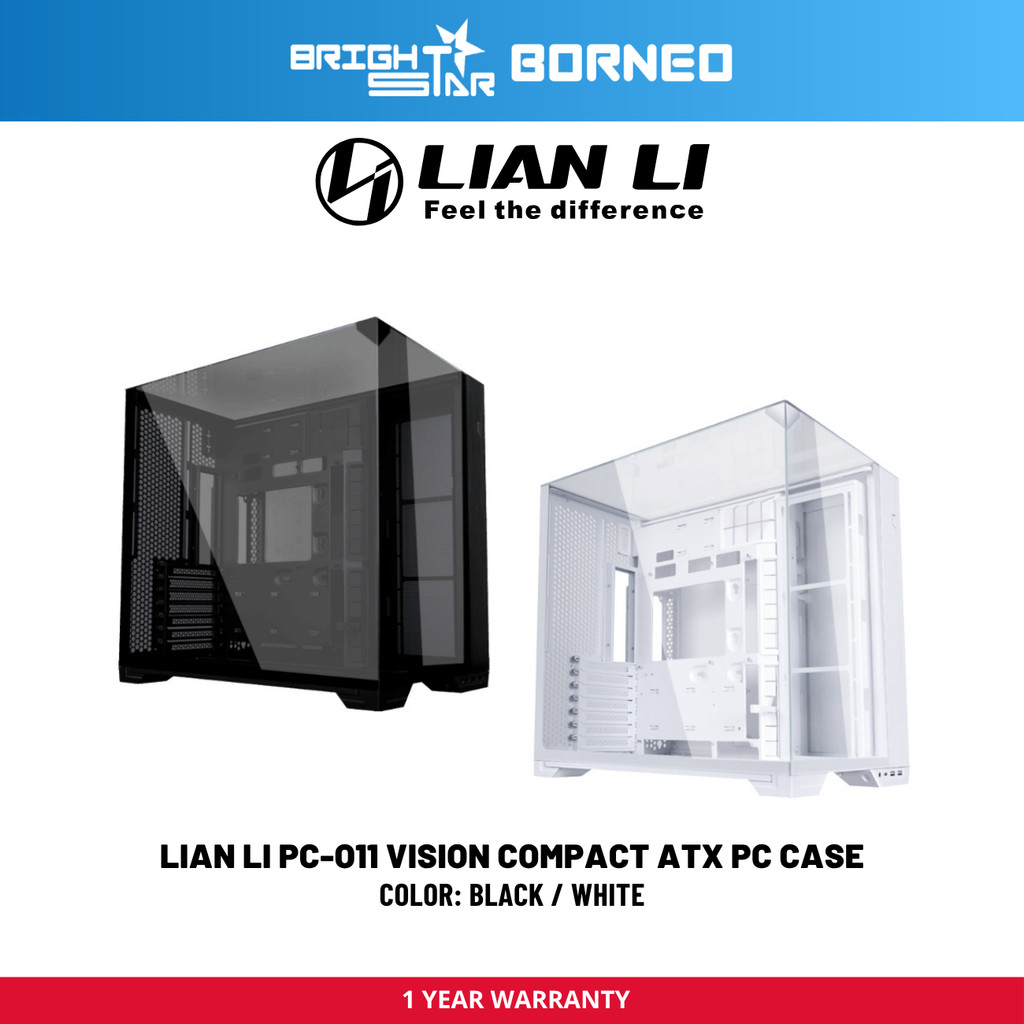 LIAN LI O11 Vision Compact ATX Pc Case - สีดํา/ขาว