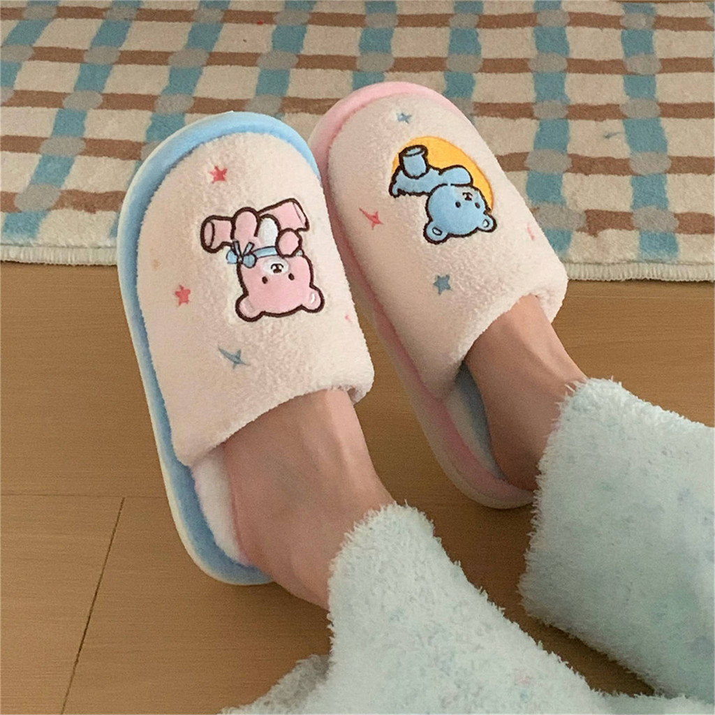 XIXITIAO รองเท้าแตะผ้าฝ้ายหมีอบอุ่นสบายฤดูใบไม้ร่วงฤดูหนาวที่ไม่ซ้ํากัน Soft Sole ในครัวเรือนแฟชั่นห