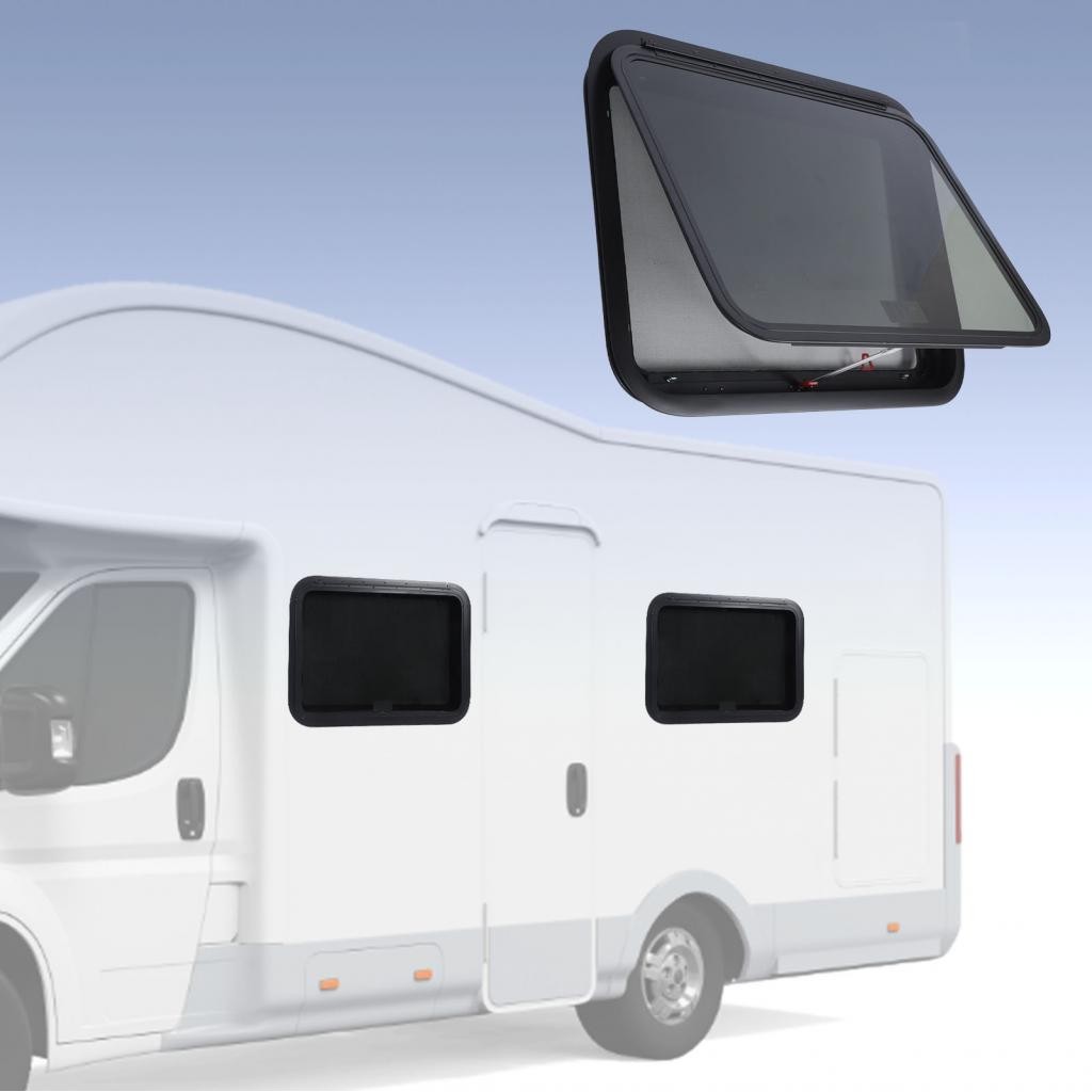 Sweetfree RV Exit Window 30.48X22.36in Push Out ภายนอกพร้อมตาข่ายหน้าจอ Trim แหวนบานพับสองชั้นสําหรั