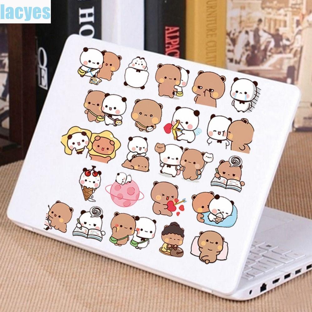 LAYES Bubu และ Dudu สติ๊กเกอร์, กันน้ําการ์ตูนหมีคู่ DIY Decals, Retro Graffiti Decals สัตว์ Self-กา