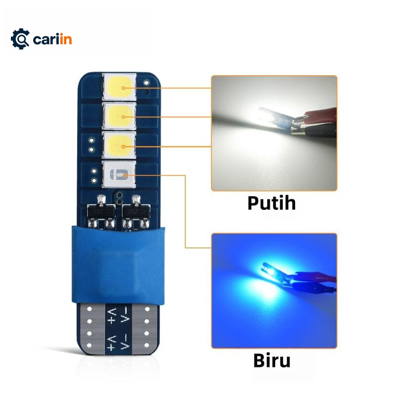 2PCS Canbus T10 ไฟต้อนรับ Blue Ray 2 สีสีฟ้าสีขาว DC 12V