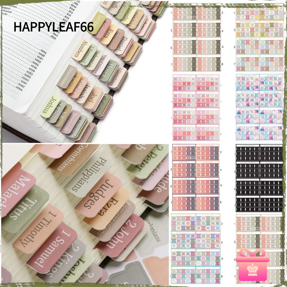 HAPPYLEAF66 120PCS แท็บพระคัมภีร์ลามิเนต, หลายสีสีสัน Boho Bible Tabs, สวยง่ายนําทาง Self กาวลามิเนต