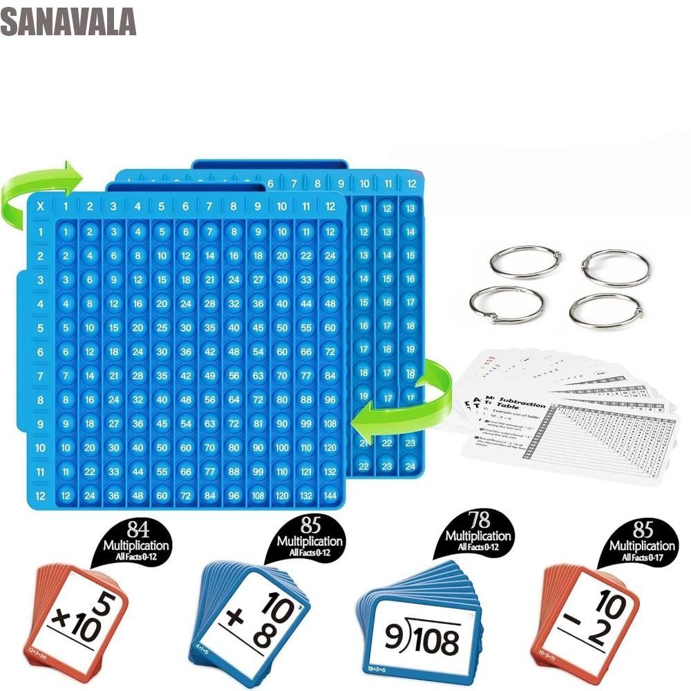 SANAVALA Multiplication Flash Cards, Math Manipives IQ Game Math Board Fidget Toy, Early Education P