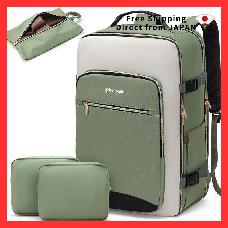 [bagasin] 30L Large Capacity Travel Backpack for Men and Women, Carry-On Compatible, 3 Packing Cubes