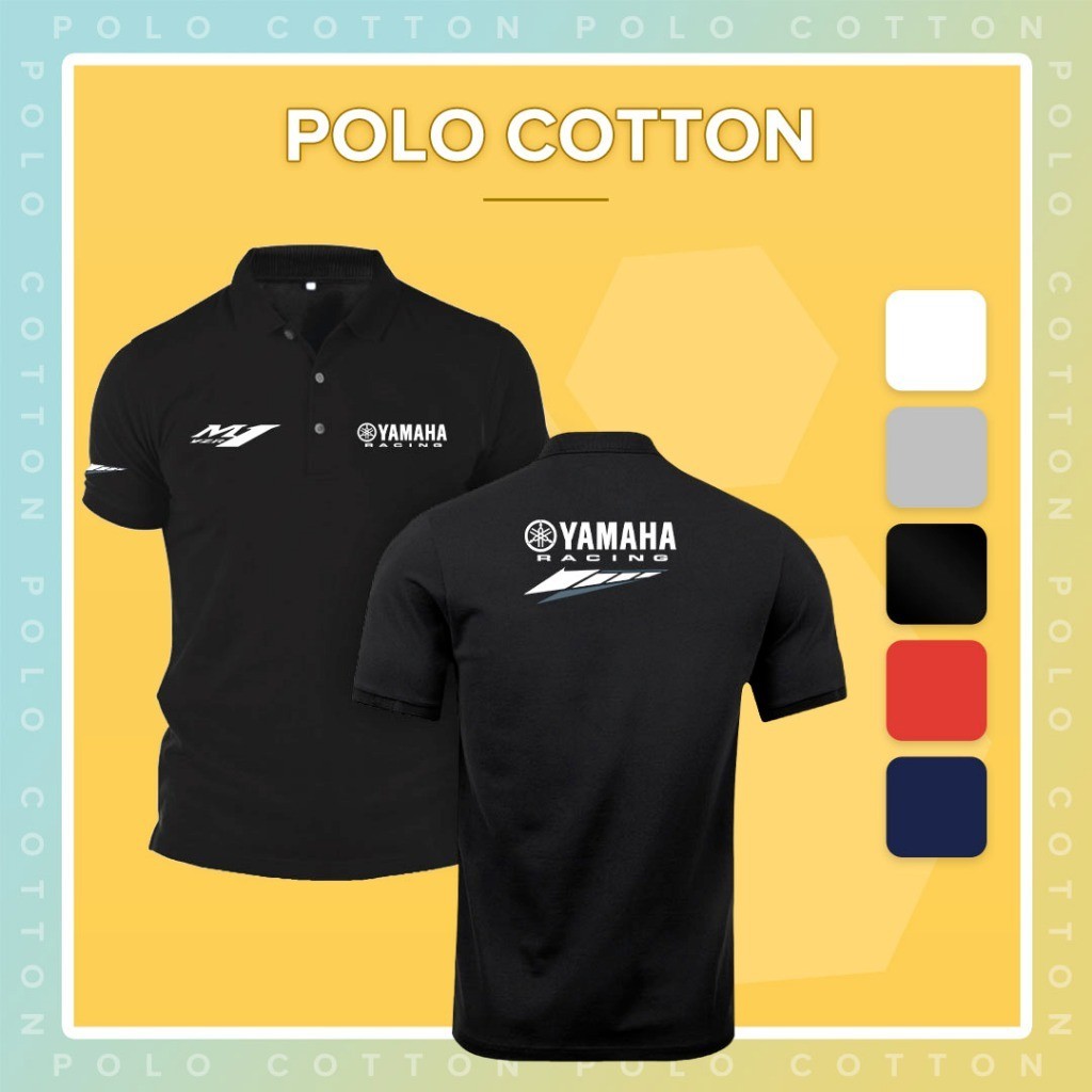 Baju YAMAHA RACING Polo Cotton XS-7XL T เสื้อเสื้อยืดเสื้อยืด Unisex กีฬา Motorsport Pakaian แฟชั่นส