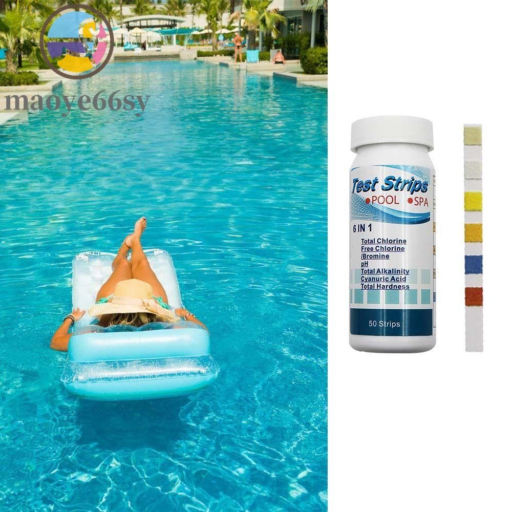 MAOYE66SY 100 ชิ้นสระว่ายน้ําแถบทดสอบ,แบบพกพา 7in1 Water Quality Test Strip,PH Test Strips สะดวกความ