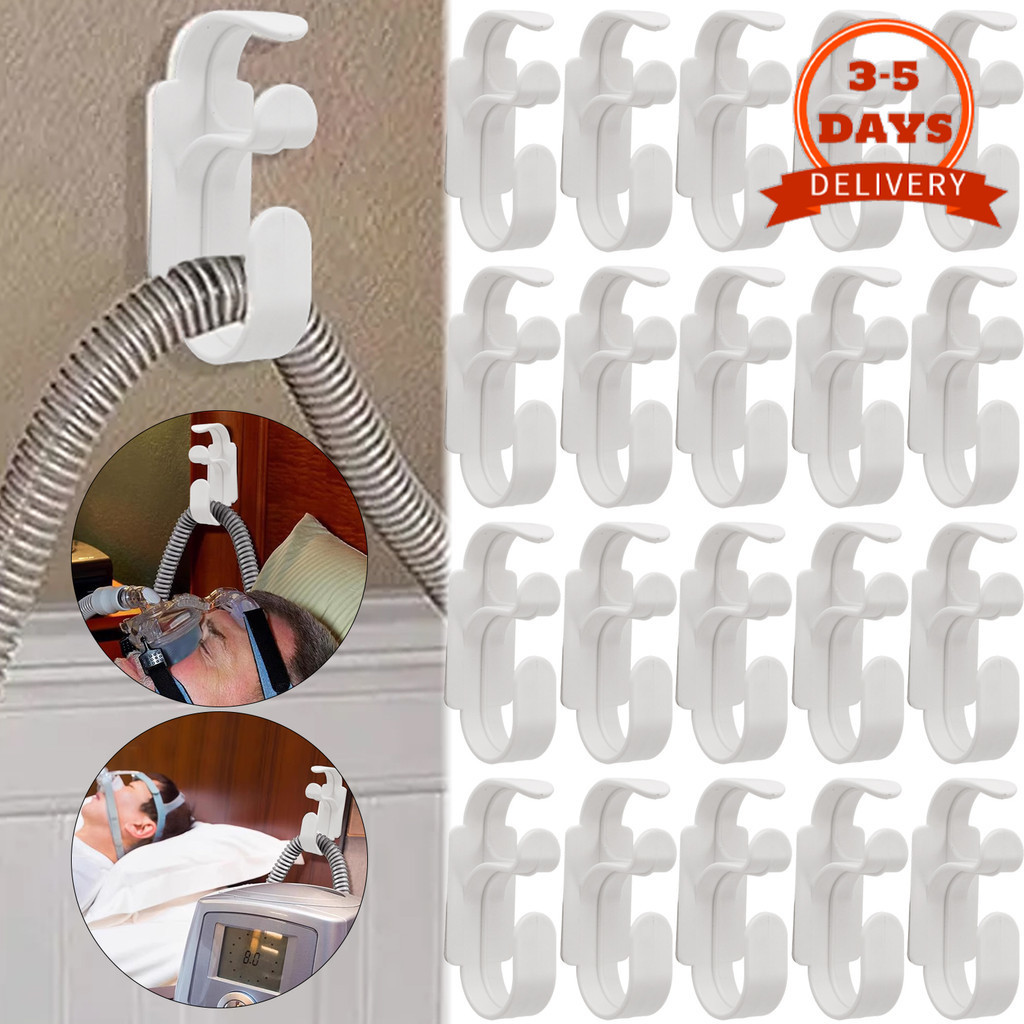 [3-5 วันมาถึง]-ที่วางหลอด CPAP ข้างเตียง | ไม้แขวนเสื้อท่อปรับได้แบบยืดหยุ่นพร้อมการออกแบบป้องกันการ