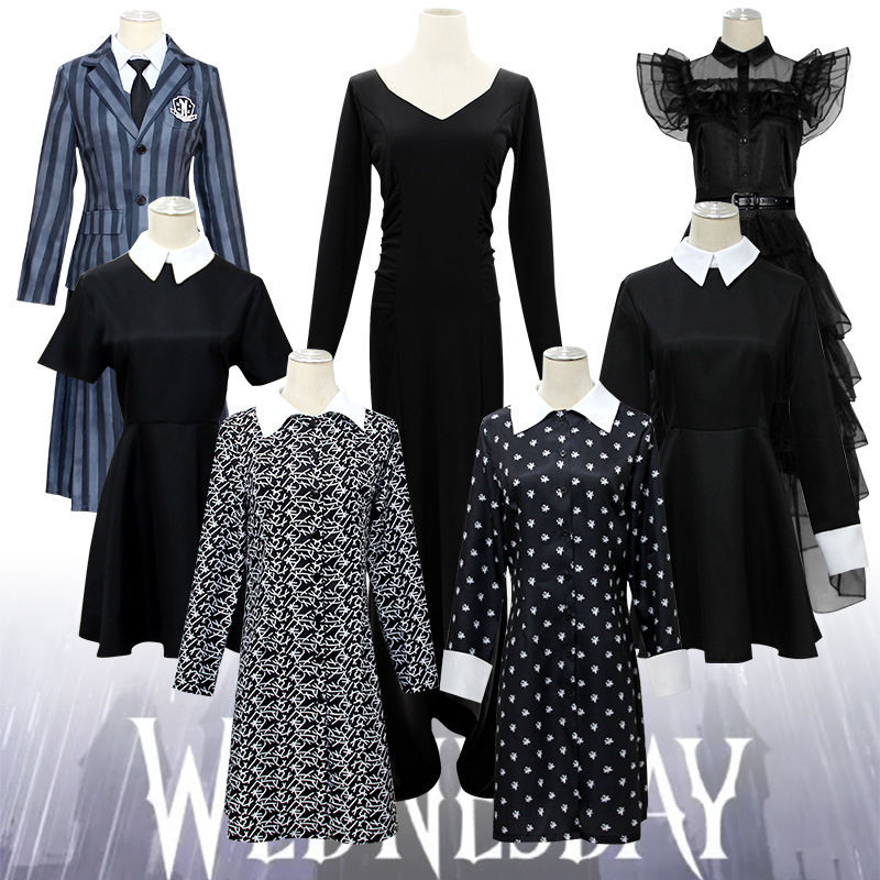 ชุดคอสเพลย์ Wednesday Adams สไตล์ Black Dress จาก Adams Family สำหรับงาน Halloween