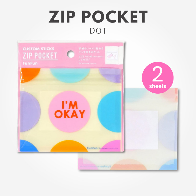 Greeting Life Zip Pocket Stickers - Dots YYCK-45, Japan Diary/ Journal Stationery