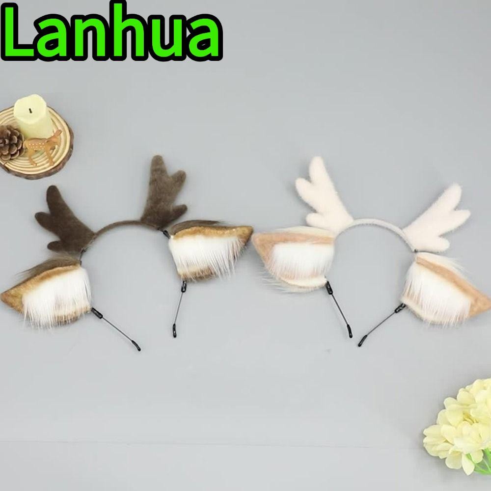 LANHUA Reindeer Antler Headband,น่ารักปาร์ตี้Headpiece Head Hoop,Unisex Plush Deer Earsตกแต่งเทศกาลค