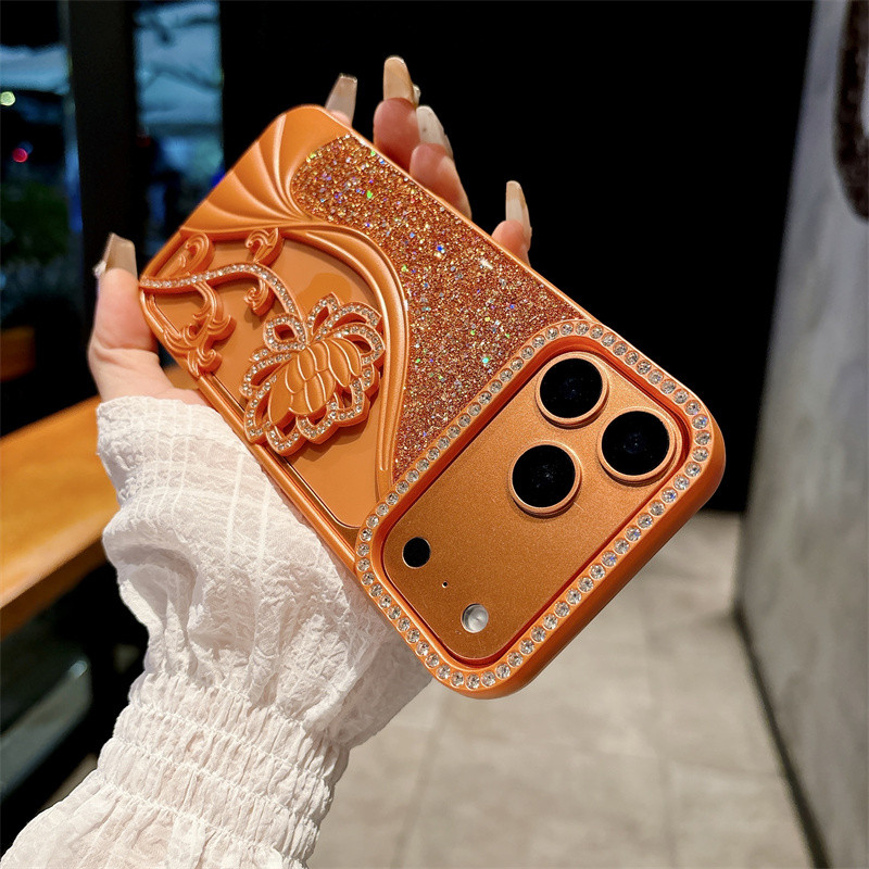 กาวหยด lotus เคสโทรศัพท์เข้ากันได้สําหรับ iPhone17promax 17pro 16promax 15promax 15pro 12promax ปลอกฝาหลังกันกระแทก