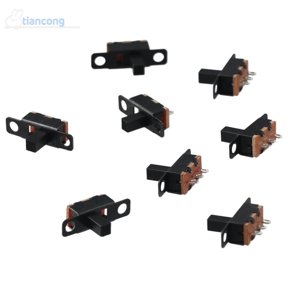 TIANCONG 8 ชิ้น Micro Mini Toggle Switch, แผง Mount 3 ขา 2 ตําแหน่งสไลด์สวิทช์, SS12F15VG6 DC 50V 0.