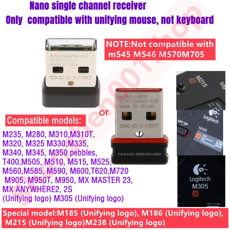 Wireless Dongle Receiver อะแดปเตอร์ USB สําหรับ Logitech Unifying Mouse เชื่อมต่อ MX M905 M950 M505 