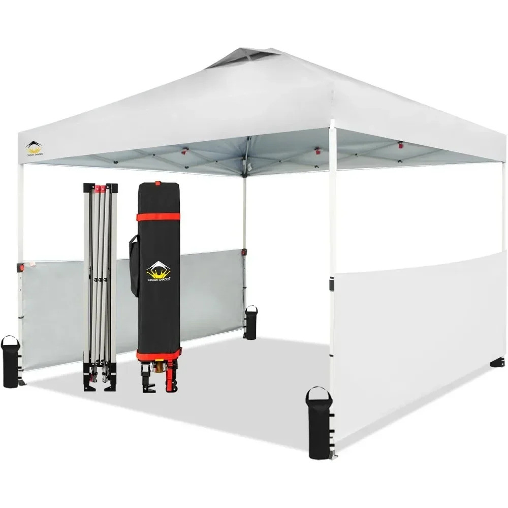 Pop Up Canopy ขนาด 10x10 พร้อมผ้าเคลือบเงิน 150D ครบเซ็ต 2 ข้าง 4 เชือก 8 สแตค