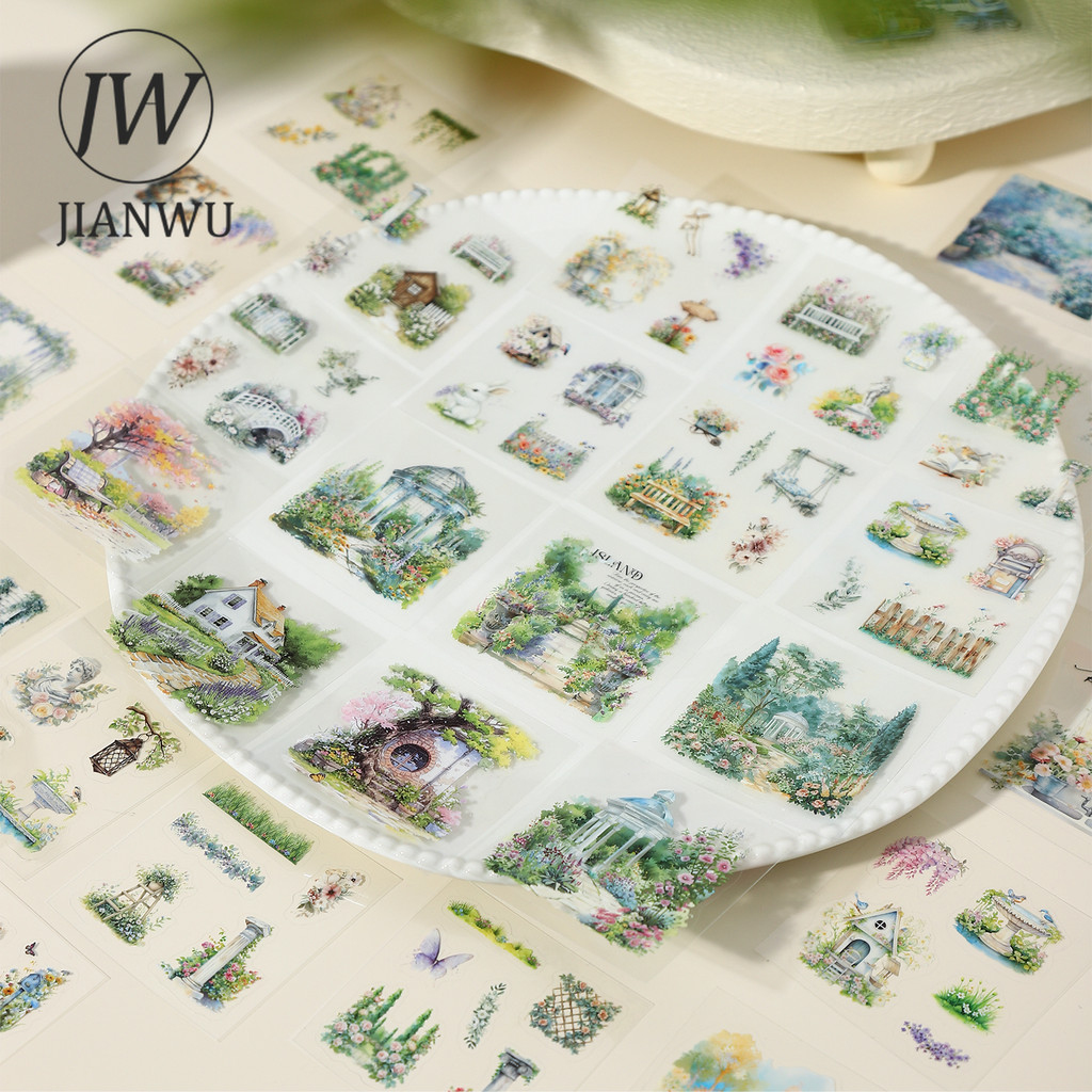 JIANWU Garden ที่ End of City Series Vintage City Street ภูมิทัศน์วัสดุ Collage PET สติกเกอร์ Creative Journal เครื่องเขียน