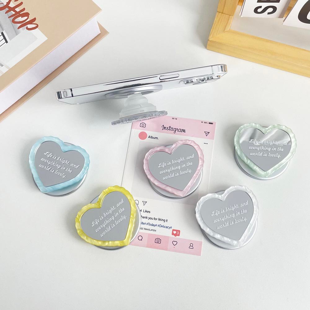 Mirror Love Pattern Magnet ที่วางโทรศัพท์แบบพับได้สําหรับแม่เหล็กโทรศัพท์