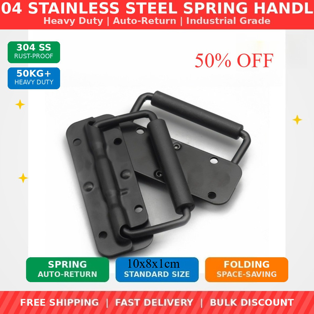 304 Stainless Steel Spring Handle Battery Box Aviation Case Hardware Folding Recessed Pull Handle Industrial Equipment Machinery Lid Ring Cover Handle