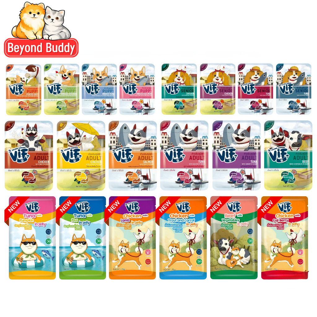 VIF Felina Canino อาหารเปียกสุนัข เกรดพรีเมียม สำหรับสุนัขทุกวัย เนื้อนุ่ม เปียกหมา ขนาด 75 กรัม