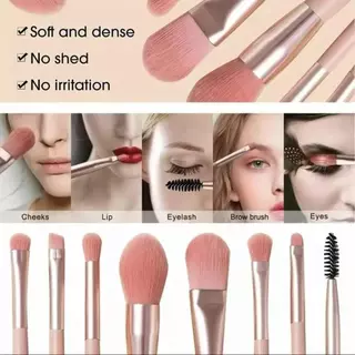 ชุดแปรงแต่งหน้า 1 เซต มี 8 ชิ้น เซตแปรงแต่งหน้า Foundation Eye Shadow Blush เครื่องมือแต่งหน้าความงามแบบพกพา