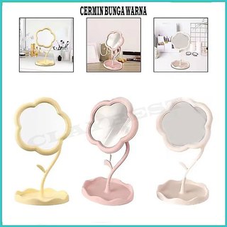 Cermin Model Bunga Stand Mirorr Flower Kaca Meja Rias Aesthetic cermin Bunga Standingmirror Makeup Rotating Serbaguna