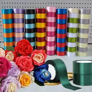 ม้วนริบบิ้นสี 40 มม. ด้านเดียว 4cm ริบบิ้นทั่งซาตินขนาด 25 หลา Ribbons