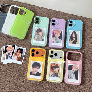 Simple Macaronสีผู้ถือบัตรเคสโทรศัพท์สําหรับIPhone 11 17 16 14 15 Pro Max 12 13 ProMax Double-Layerที่ถอดออกได้สกปรกทนกันกระแทกโทรศัพท์ปกหลัง