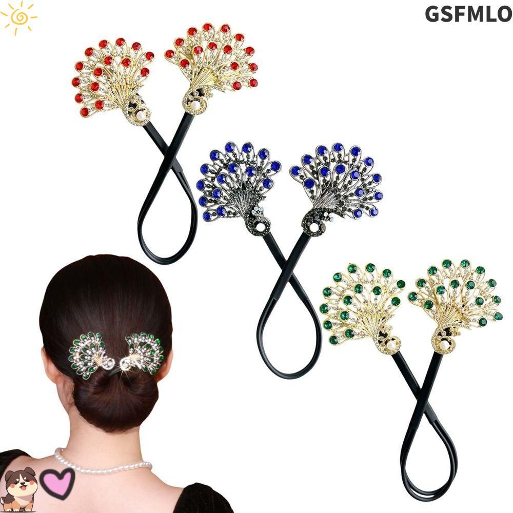 GSFMLO เครื่องทํามวยผม Twist, รูปนกยูงม้วนเครื่องมือทรงผม Twist, Elegant Easy Fast Snap Headwear ผม Twister ผู้หญิง