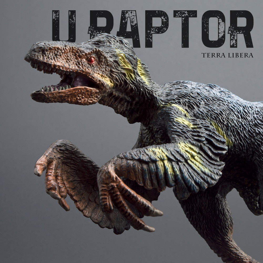 จําลอง Utahraptor Velociraptor ของเล่นไดโนเสาร์ยางแข็งรุ่นจอแสดงผลวิทยาศาสตร์