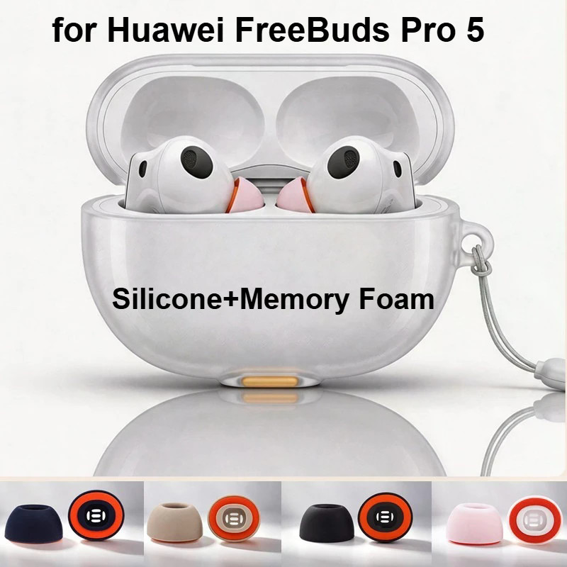 สําหรับ Huawei FreeBuds Pro 5 Original Eartips หูฟังไร้สายบลูทูธซิลิโคนฟองน้ําสีส้มหูครอบคลุมหมวกหูฟังหูฟัง