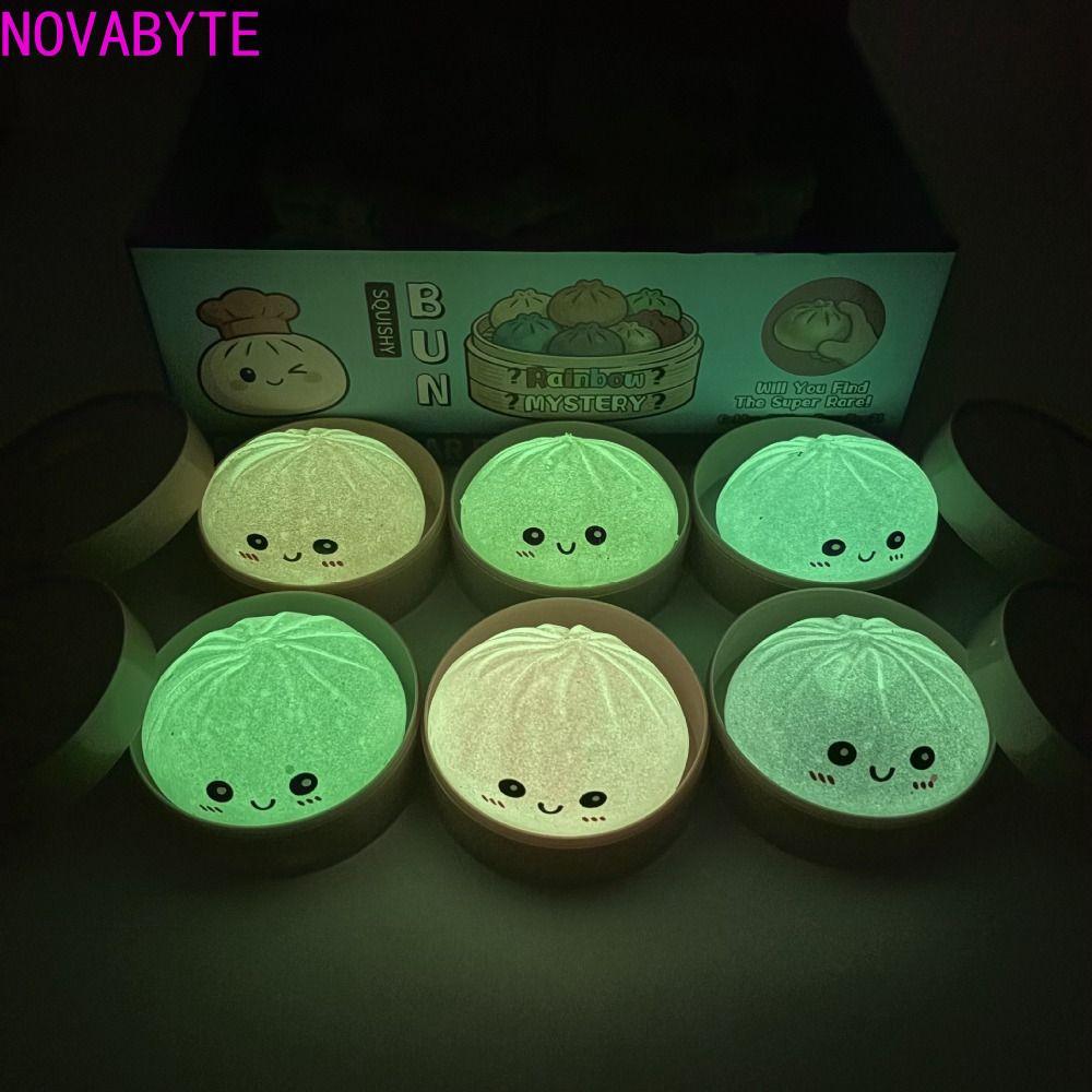 NOVABYTE Dumpling Squishy ของเล่น,ส่องสว่างน่ารัก Soft Squishy Dumpling,ชายหญิงช้า Rebound Noctilucent Glitter Sensory Fidget Ball เด็กผู้ใหญ่