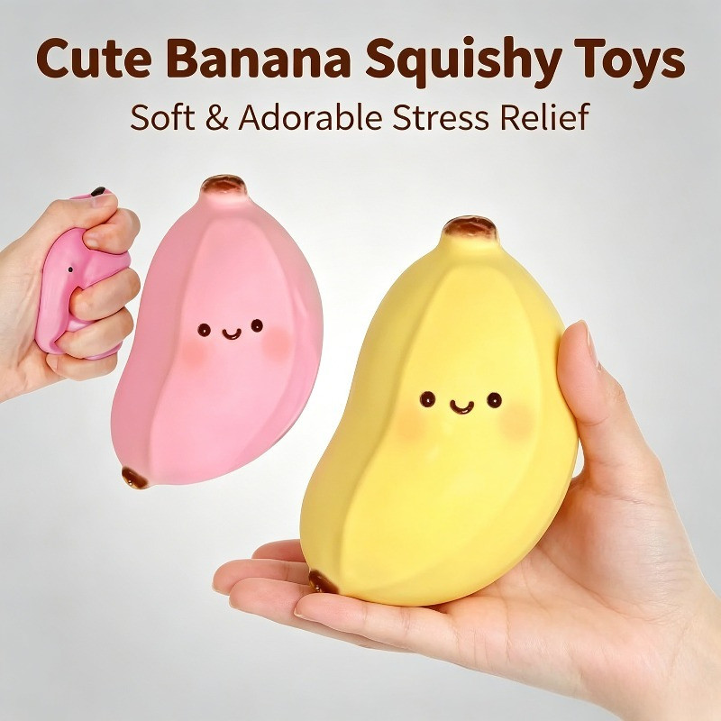 Squishy กล้วยบีบของเล่นความคิดสร้างสรรค์ความเครียดบรรเทา Fidget Sensory ของเล่นเด็กผู้ใหญ่นุ่มจําลองผลไม้ Prank ของขวัญ
