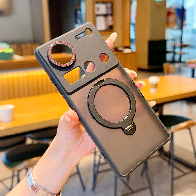 สําหรับ ZTE Nubia Z70 Ultra Z70S Ultra กรณี 360o แหวนโลหะ Stand Holder Matte PC Hard โทรศัพท์สําหรับ