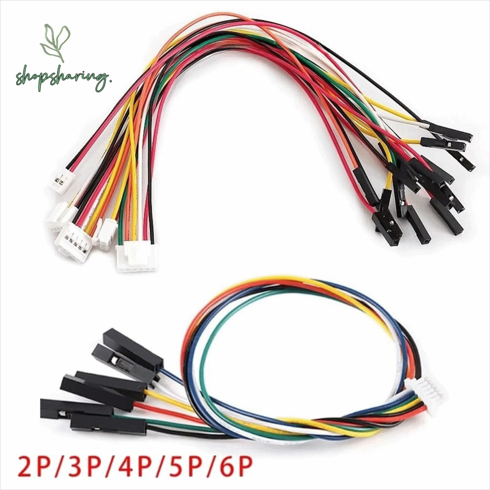 SHOPSHARING 10 ชิ้น JST Terminal Wire, PH Connector หญิง Terminal MX1.25 ถึง Dupont 2.54 สาย, MX1.25 มม.ถึง DuP 2.54 2P-6P สายอิเล็กทรอนิกส์ PCB Jumper Wire อิเล็กทรอนิกส์ DIY