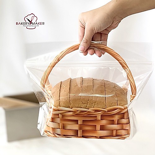 ถุงซิปพลาสติก ถุงขนมปัง ลายตะกร้า10 ใบ ตัวเลือก 2 ขนาด /  basket zip bags ถุงคุกกี้ ถุงพลาสติกแบบมีซิป
