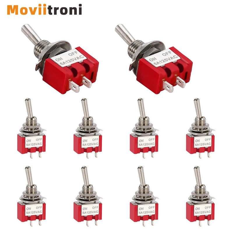 10pcs SPST Toggle สวิทช์ 2 ตําแหน่ง 2 Terminal Miniature เปิด/ปิด Mts-101 6a 125v 3a 250v สําหรับรถ 