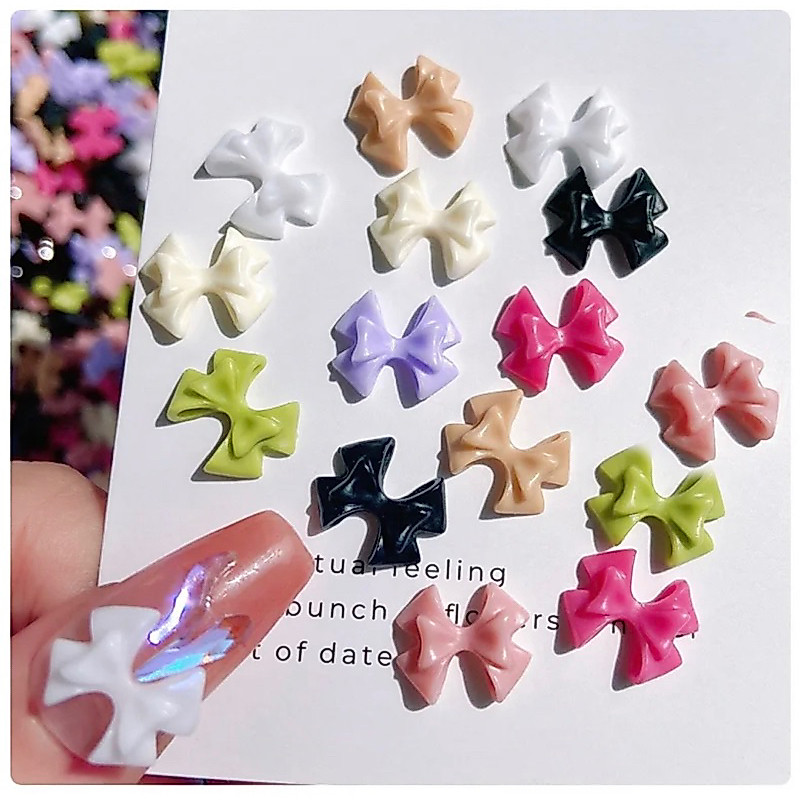 [20ชิ้น]ของแต่งเล็บ โบแต่งเล็บ โลหะแต่งเล็บ แบบรวมสี โบแต่งเล็บคละสี