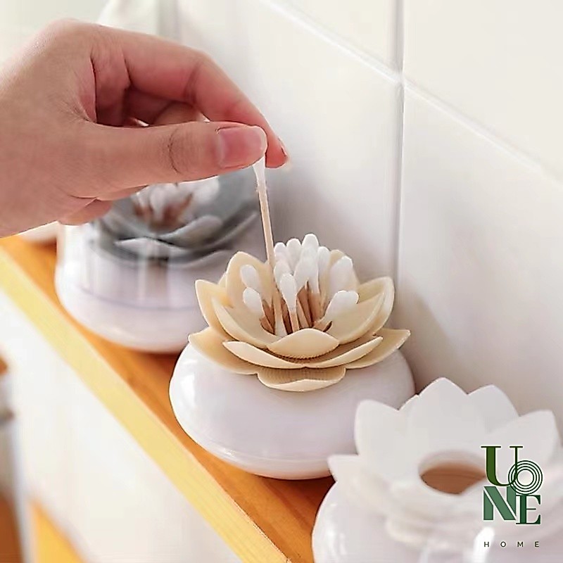 UoneHome พร้อมส่ง ♥ H032 กล่องใส่ไม้จิ้มฟัน สำสีก้าน รูปดอกบัว ของใช้ในบ้าน ของตกแต่งบ้าน ร้านอาหาร แบบเรียบง่าย สวยงาม