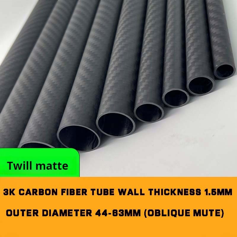 3K High-Strength คาร์บอนไฟเบอร์ Hollow Tube หนา 1.5 มม.เส้นผ่านศูนย์กลางภายนอก 44-63 มม. (Diagonal M