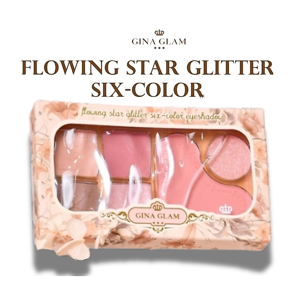 ♦️ของแท้·ส่งด่วน·ถูก♦️Gina Glam Flowing Star Glitter Six Color Eyeshadow #G09 จีน่า เกลม  ซิคซ์ คัลเลอร์x 1 ชิ้น dayse