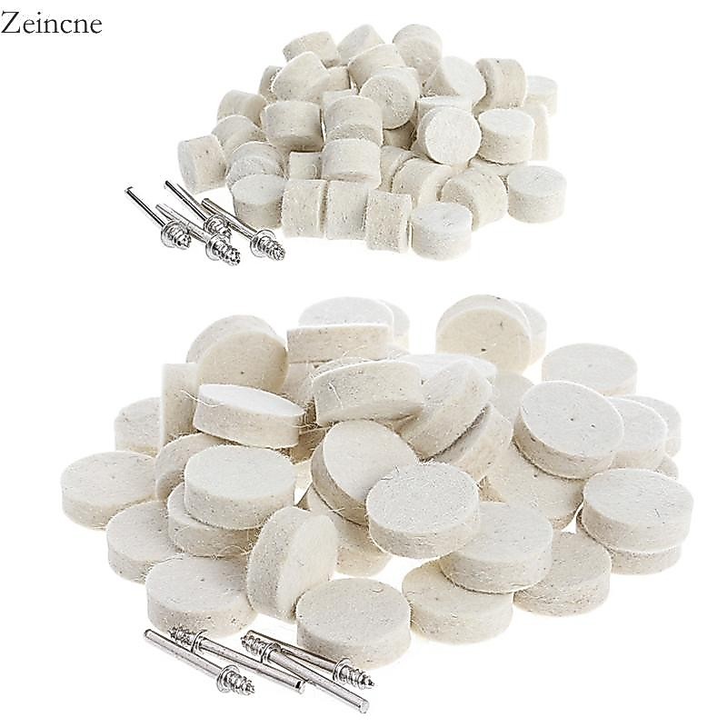 Zein 50 ชิ้น 13 มิลลิเมตรขนสัตว์ Felt ขัด Buffing ล้อบด Pad + 4 ชิ้น 3 15 มิลลิเมตร Shank