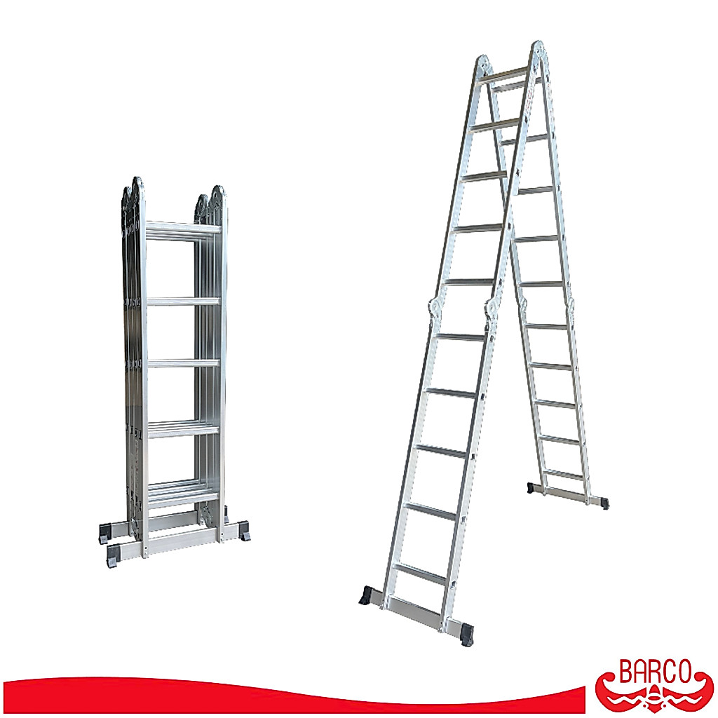 BARCO บันไดอเนกประสงค์อลูมิเนียม (ข้อต่อดั้งเดิม) รุ่น M4 4x5 20 ขั้น 5.64 เมตร รับได้ 150 กิโลกรัม
