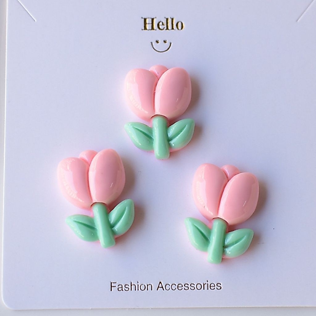 ❮10 ชิ้น❯เรซิ่นดอกไม้กิ๊บติดผมทำมือรูปดอกทิวลิปดอกไม้น่ารักๆ สำหรับงานฝีมือ DIY วัสดุสำหรับติดตกแต่งเคสโทรศัพท์จี้ตกแต่ง