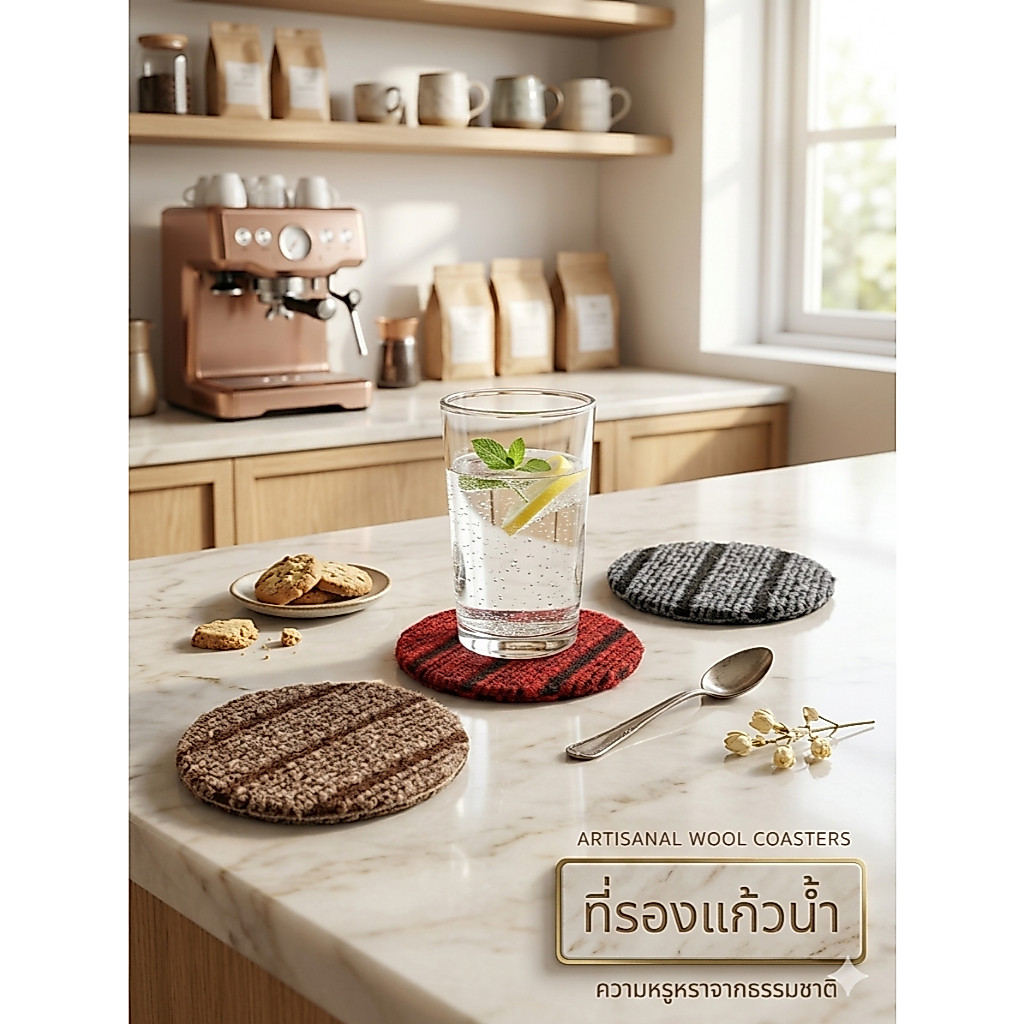Q house 1แพ็ค 10ชิ้น ที่รองแก้วน้ำ ทรงกลม ที่รองแก้ว ที่รองชามเล็ก