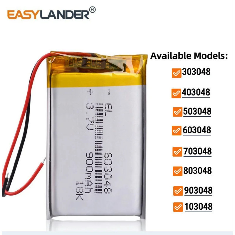 3.7V 503048 800มะห์ 303048 403048 603048 703048 803048 903048 103048 123048 แบตเตอรี่ลิเธียมโพลิเมอร