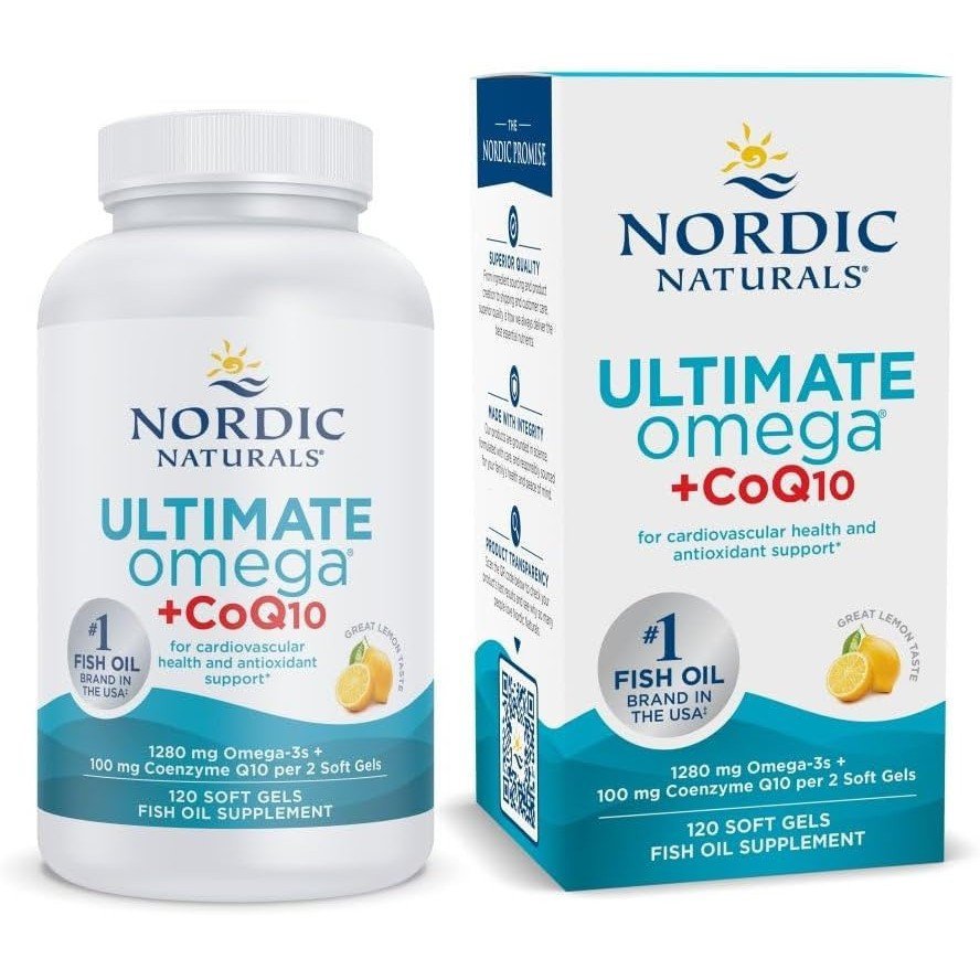 Nordic Natural Ultimate Omega+Coenzyme Q10, รสมะนาว-120 แคปซูลอ่อน-1280mg Omega-3+100mg Coenzyme Q10