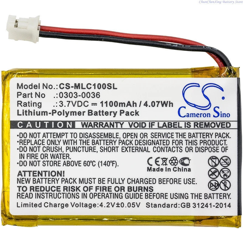 Cameron Sino 3.7V 1100mAh แบตเตอรี่ 03303-0036 สําหรับ Minelab CTX 3030 WM-10, WM10, WM12, GPZ 7000 