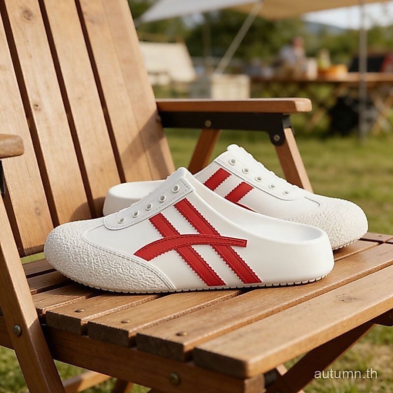 H06K Slip-On Lazy Sandals สุภาพสตรีสวมใส่ด้านนอก Shit-Stepping Soft Sole Anti-Slip รองเท้าสีขาวชายหาด Seas